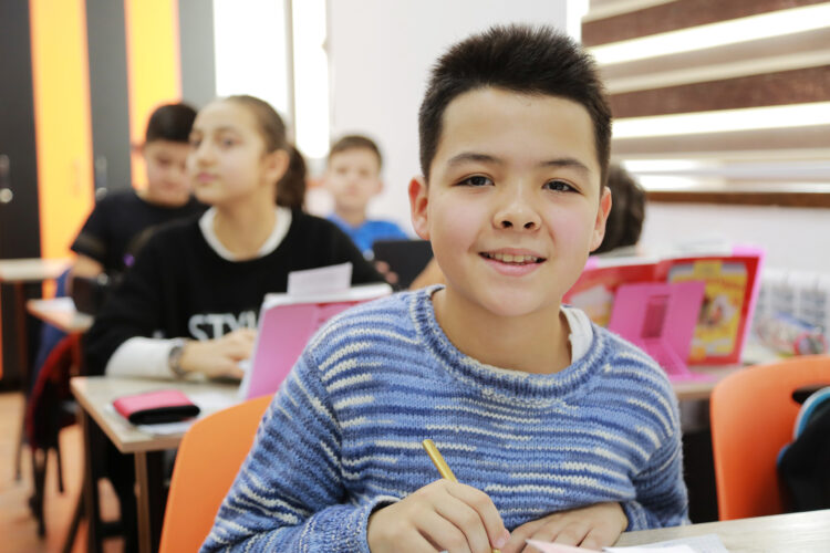 smiling child in class