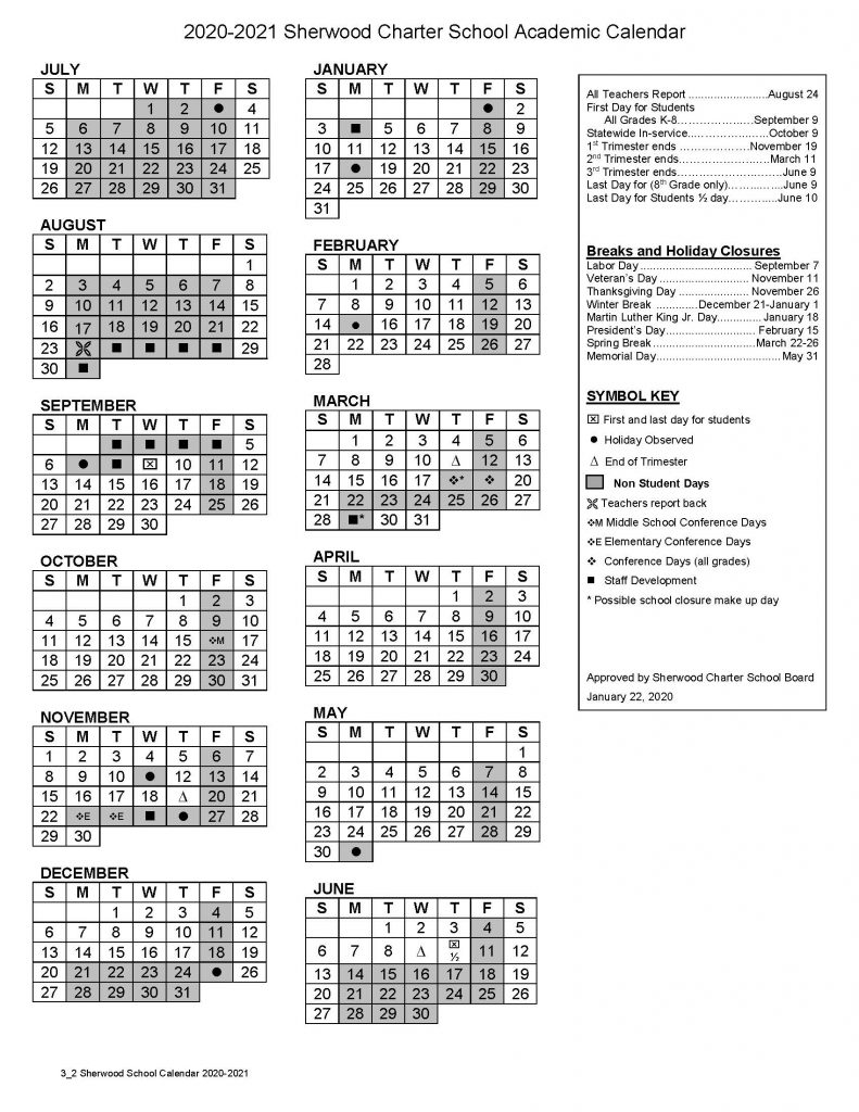 2020-2021 Academic Calendar